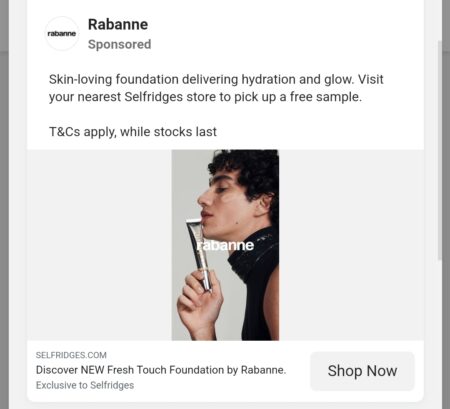 Free Rabanne Foundation samples [Selfridge’s – in store]