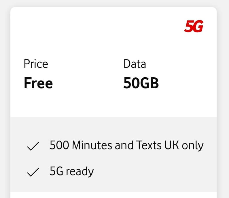Vodafone free esim trial - 50gb free data