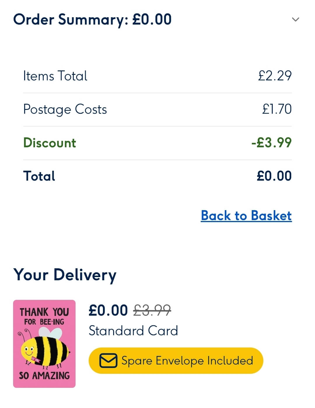 Free thank you card Moonpig, delivered free