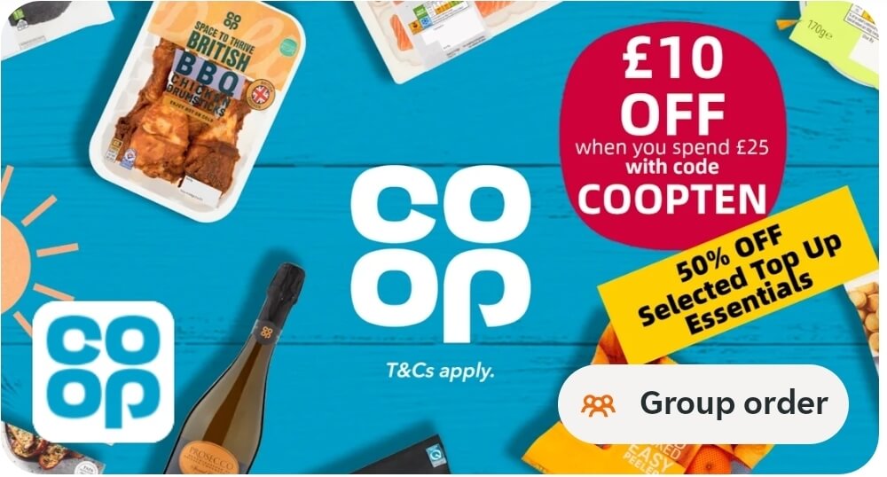 £10 off £25 co-op just eat code