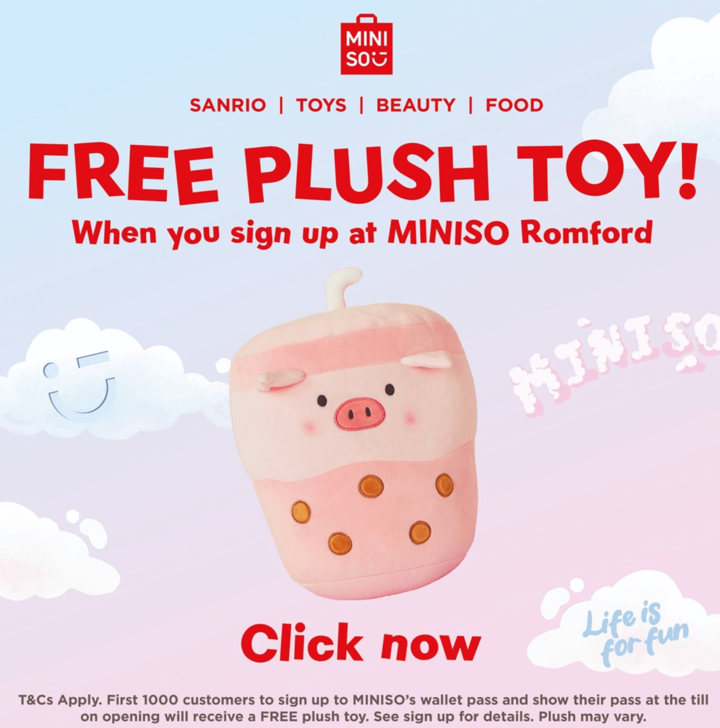 Free plush toy miniso romford