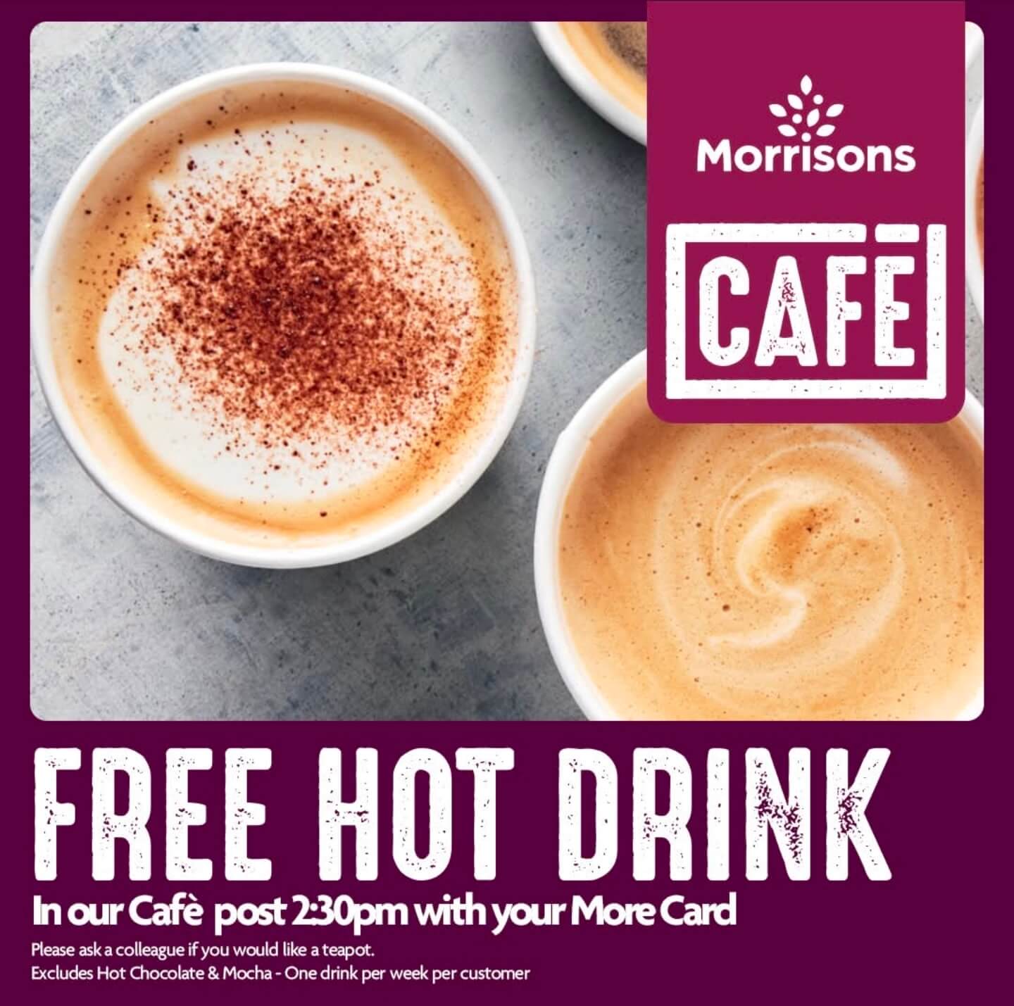 Free hot drink Morrisons cafe