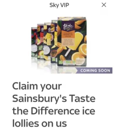 Free Taste the Difference Ice Lollies [Sky customers]