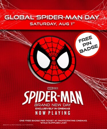 Free Spiderman Pin Badge with ticket purchase [1 Aug]