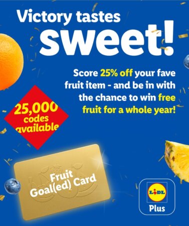 Chance to win (1 of 500) free fruit for a year + 25% off fruit (25k available) [Lidl - code]