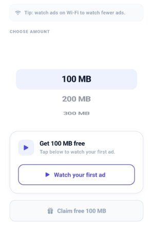 Free mobile data by watching ads [esim]