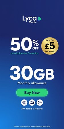 30gb unltd mins £5 [Lyca]