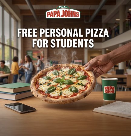 Free personal pizza for students [Papa Johns]