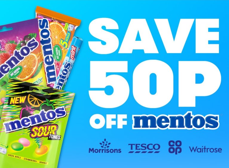 Free 50p off Mentos coupon (20k available)
