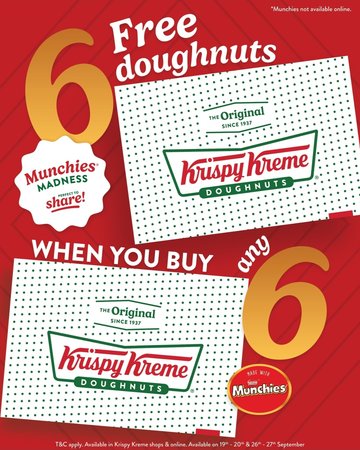6 free doughnuts when you buy 6 [Krispy Kreme]