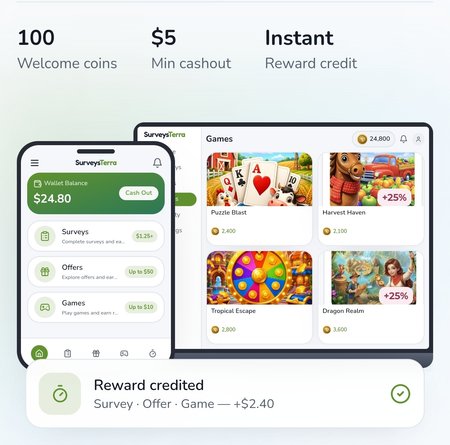 Free 100 point bonus + paid surveys & offers