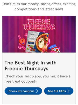 Freebie Thursdays (select accounts) [Tesco]