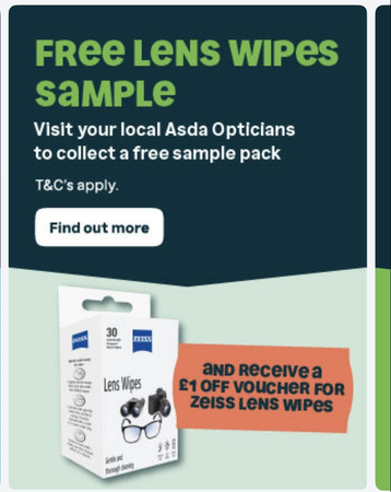 Free Lens Wipe Samples [Asda Opticians]