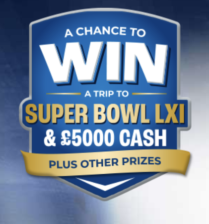 Chance to win (1 of 250) £100 cash prizes + NFL tickets