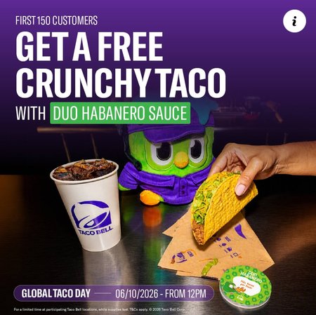 Free Taco & Duo Habenero [Taco Bell - 6 Oct]