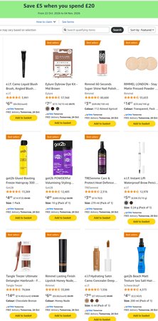 Free £5 off £20 discount Amazon Beauty
