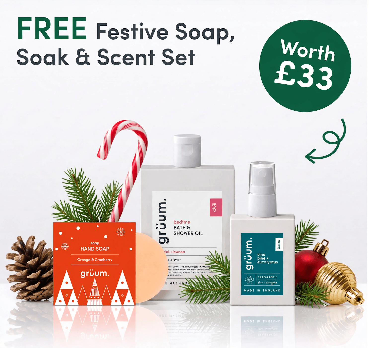 Free gruum Christmas Festive Soap Soak Scent Set